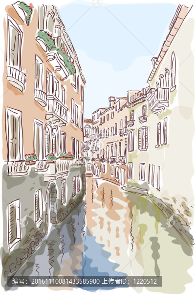 威尼斯.水彩畫風(fēng)格。