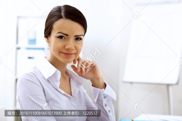 辦公室里的一位女商人的肖像