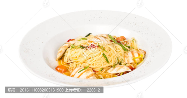 意大利面和雞肉板特寫