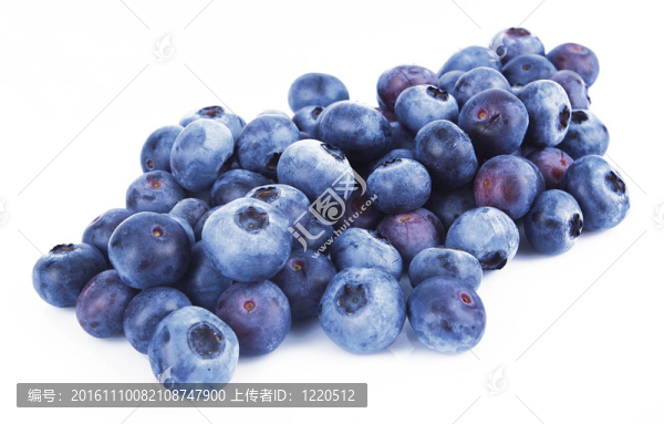 白色背景葉的藍(lán)莓。