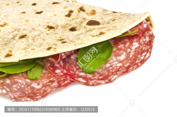 Piadina,Romagnola,Tortilla意大利臘腸和沙拉