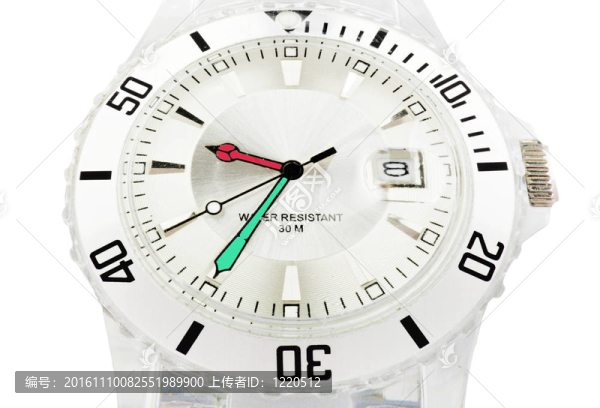白色背景上的透明手表