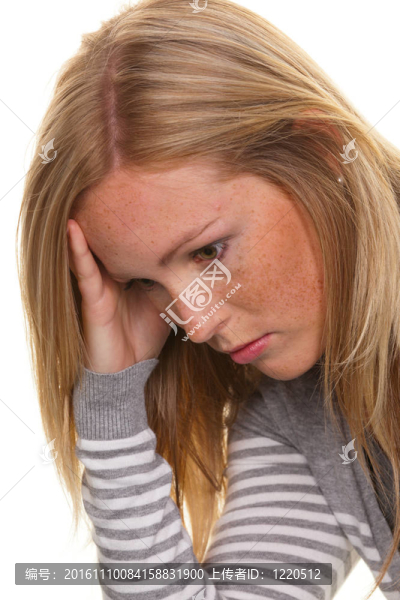 一個體貼的年輕女人的肖像。關(guān)心的問題
