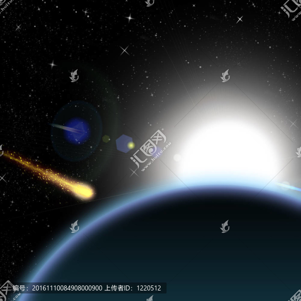 小行星和行星上的sunise地球背景