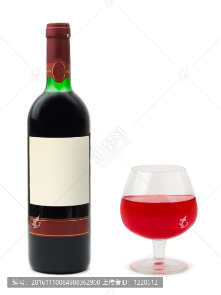 帶空標(biāo)簽的酒杯和酒瓶