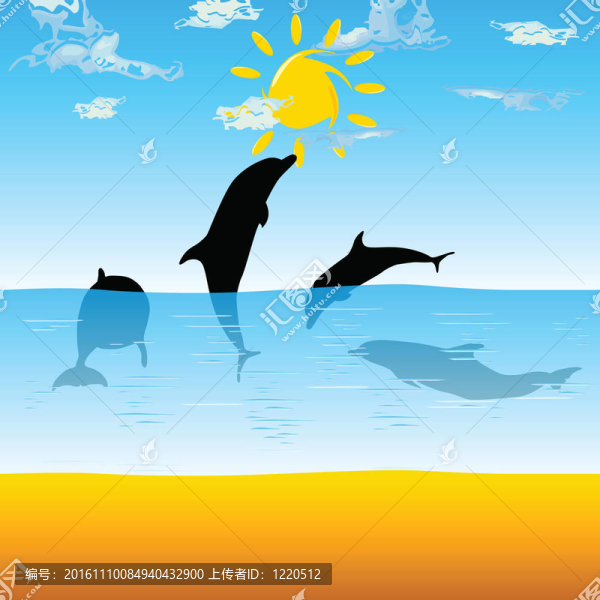 海豚在海上玩耍