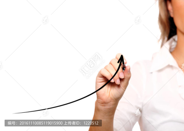 用箭頭上的商人