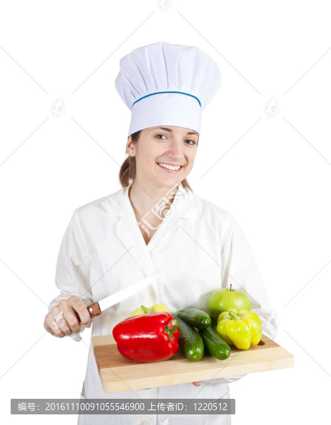 女廚師切菜切菜板