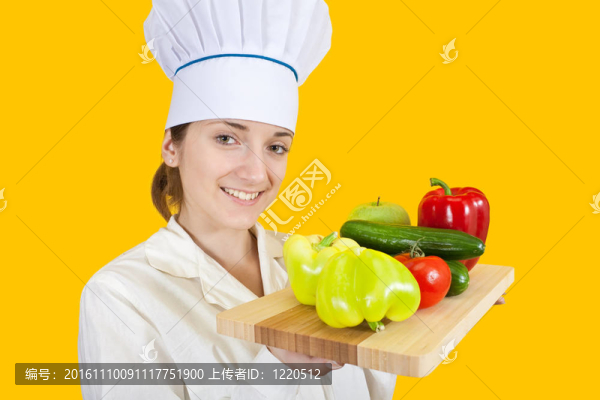 女廚師與蔬菜