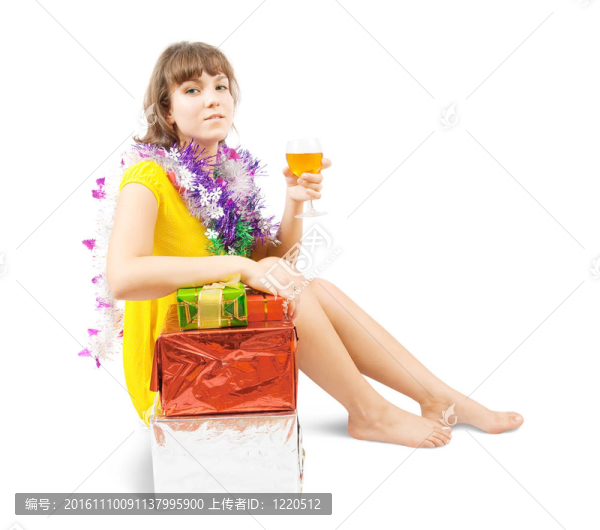 美麗的女孩與香檳