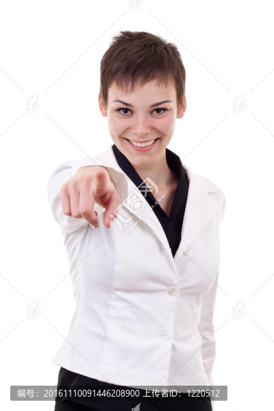 商業(yè)女人指著她的手指