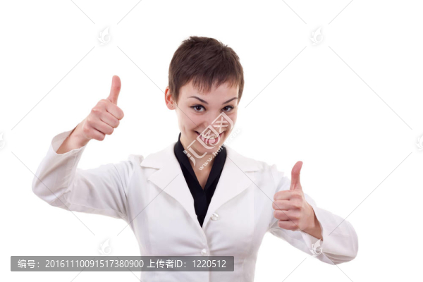 女子示拇指向上征