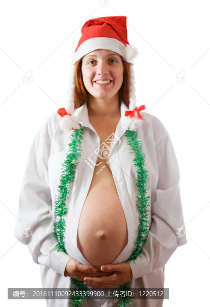 孕婦在圣誕帽