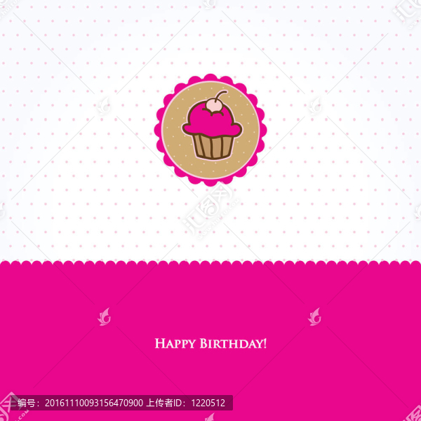 可愛的蛋糕，生日卡