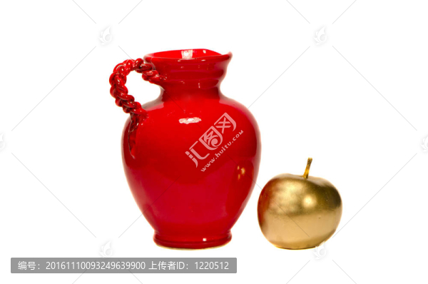紅色和金色的蘋果涂成壺