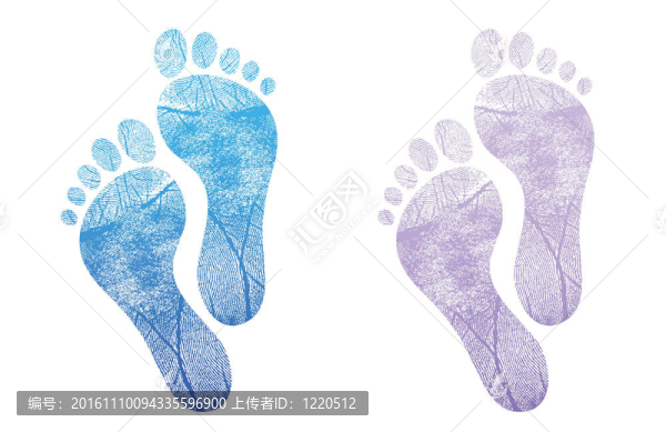 嬰兒腳印藍(lán)色；粉紅色