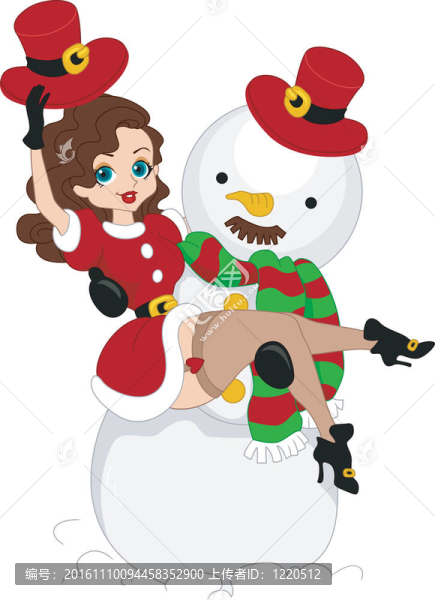 女孩把雪人