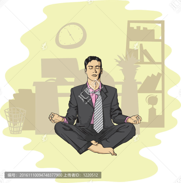 商人在蓮花姿勢(shì)冥想