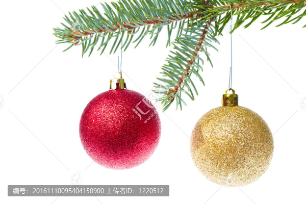 圣誕樹上掛著的紅色圣誕球