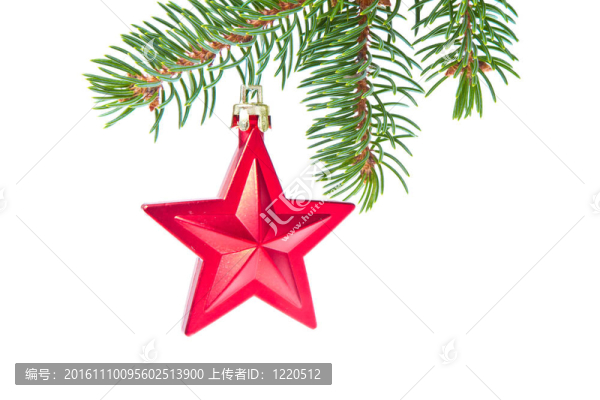 圣誕樹上掛著的紅色圣誕星