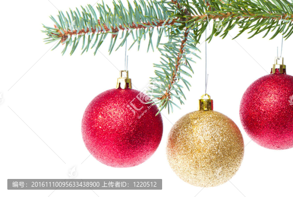 圣誕樹上掛著的紅色圣誕球