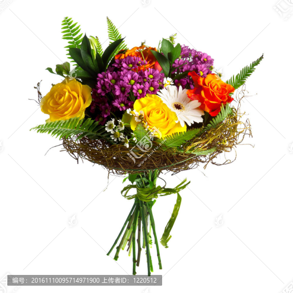 把美麗的玫瑰和非洲菊
