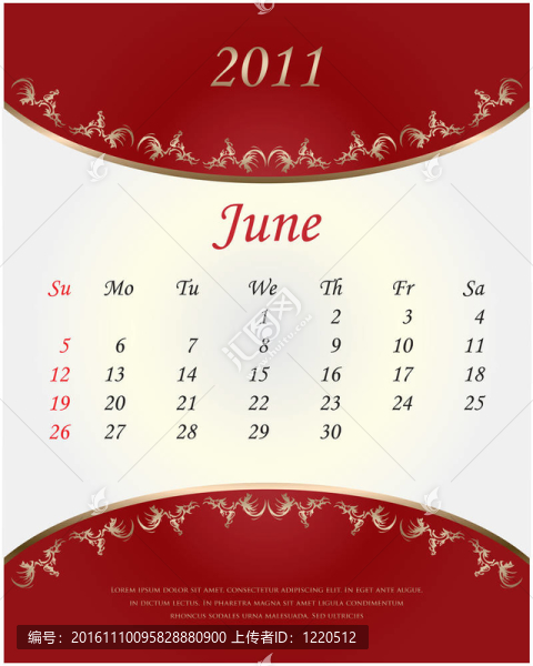 2011日歷-六月