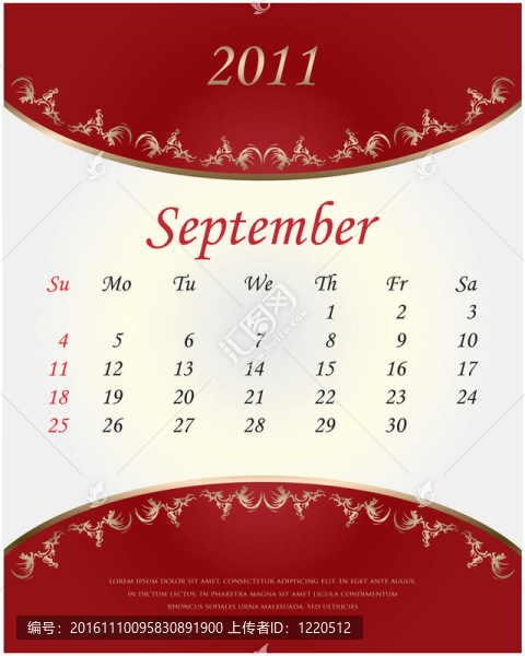 2011日歷-九月-匯圖網(wǎng) www.fosd68.com 2011日歷-九月