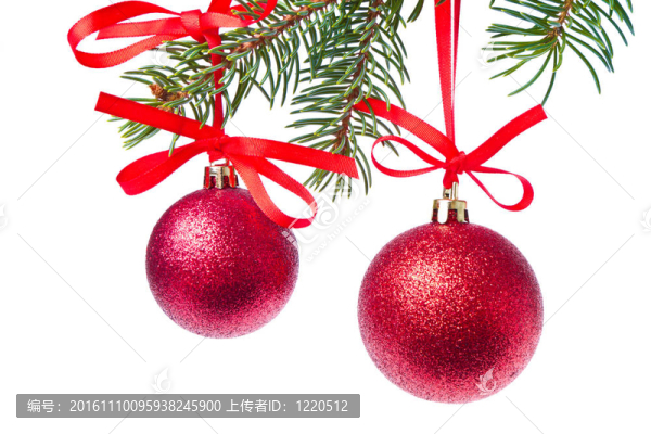 圣誕樹上掛著的紅色圣誕球