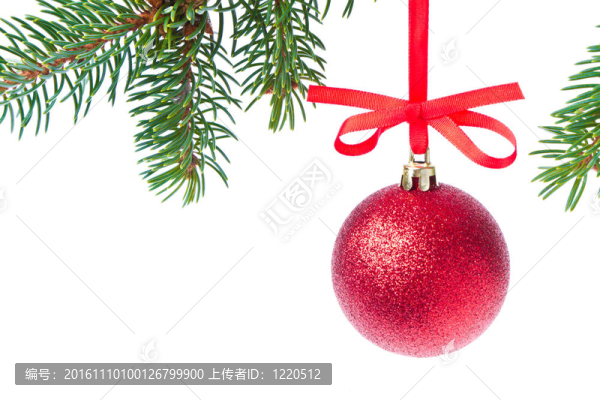 圣誕樹上掛著的紅色圣誕球