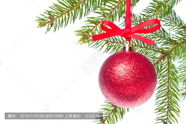 圣誕樹上掛著的紅色圣誕球