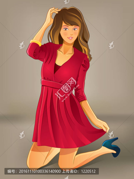 穿紅裙子的漂亮女孩