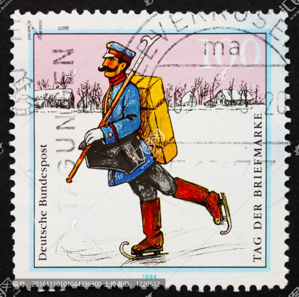 郵票德國1994郵遞員冰上溜冰鞋