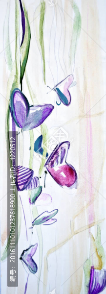 畫背景與花和蝴蝶