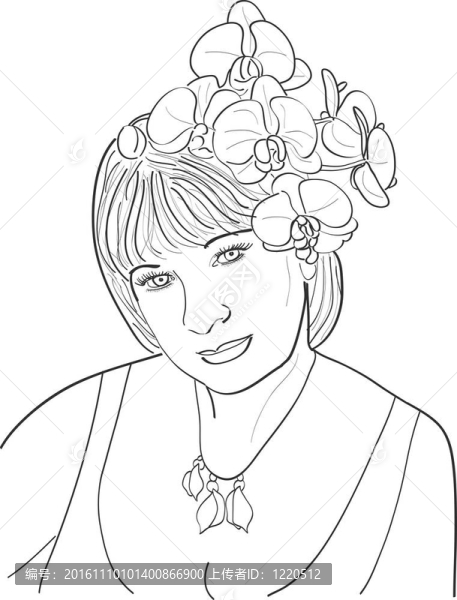 女人的臉和蘭花