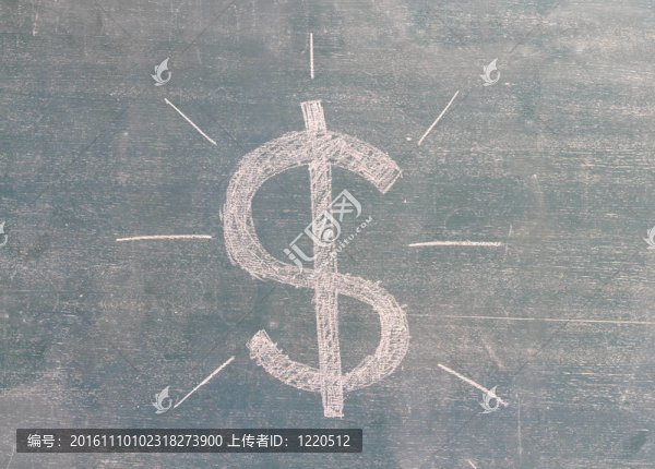 美國元符號(hào)寫在黑板上