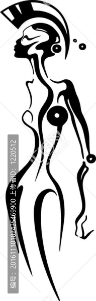 抽象插畫Android女人。