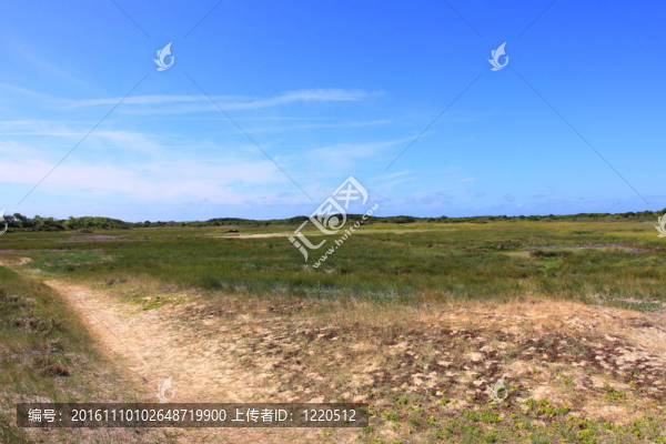 在對法國蛋白石海岸低潮的海景，沙灘