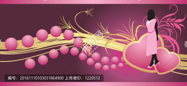 女性剪影和兩顆心