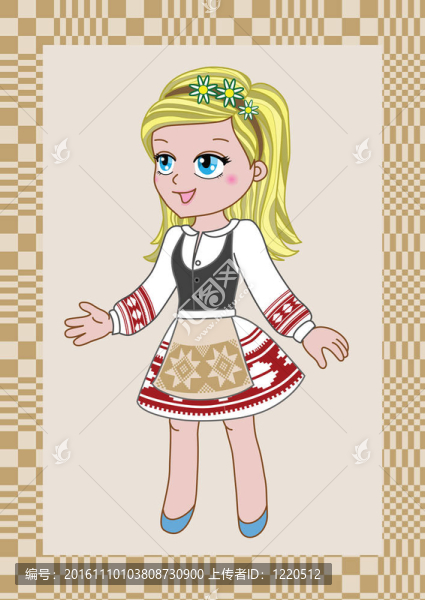 斯拉夫女孩身穿傳統(tǒng)服裝