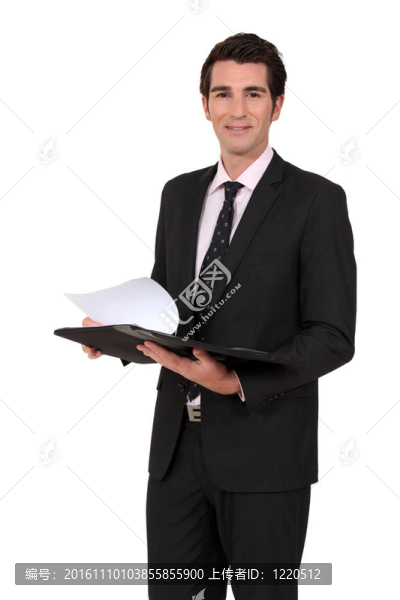商人從會議上閱讀筆記