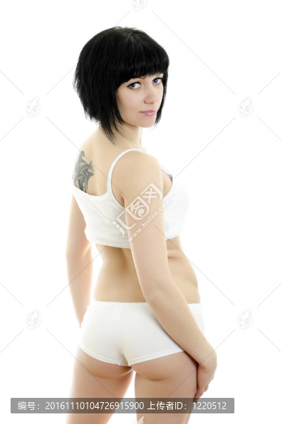 健身女人畫像。白色背景中分離。