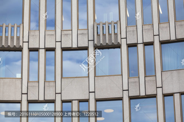 玻璃和水泥立面建筑詳圖