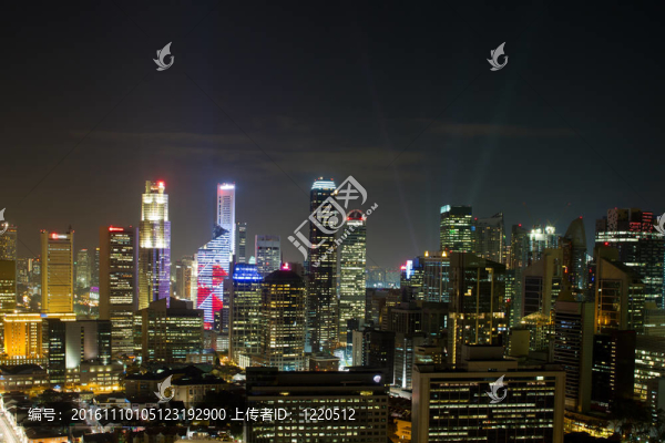 新加坡的城市景觀在夜間