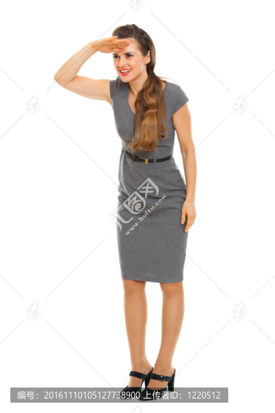 商業(yè)女性看距離的全長(zhǎng)肖像