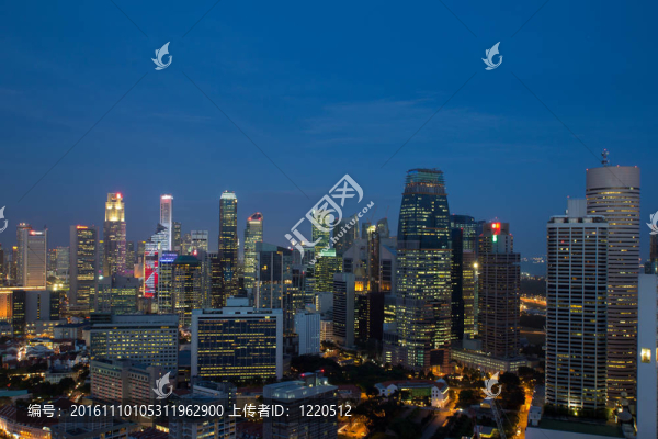 新加坡的城市景觀在藍(lán)色時(shí)間