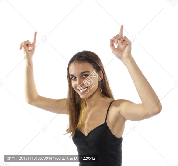年輕女子揮舞雙臂一號。
