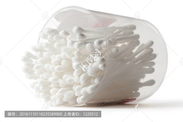 在塑料容器的白色棉簽