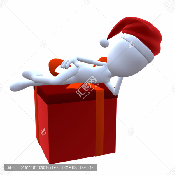 3D圣誕老人坐在圣誕禮物上