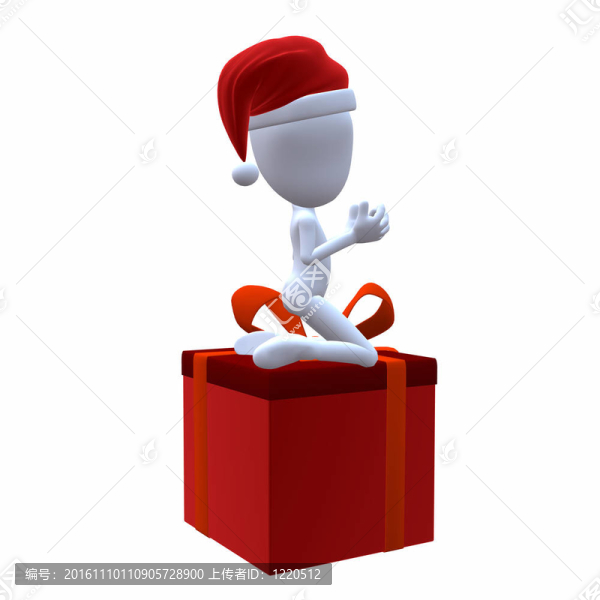 3D圣誕老人坐在圣誕禮物上
